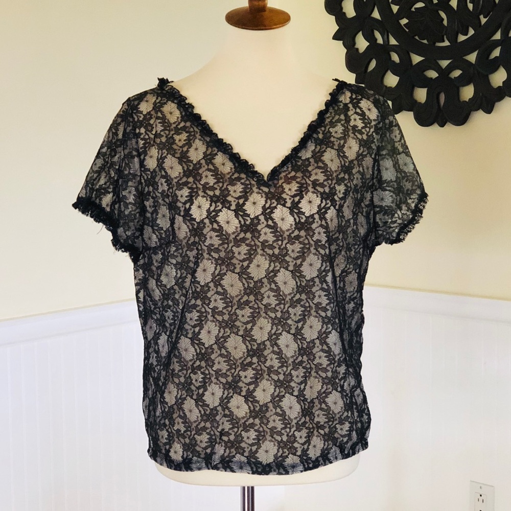 Vintage 1950's Orignial Debcraft Sheer Lace Blouse